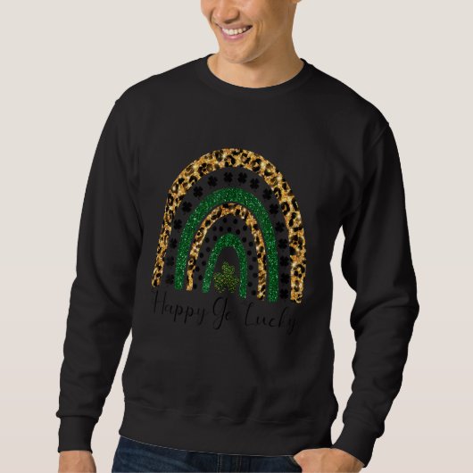 Sweatshirt Heureux Go Lucky St Patrick Jour Leopard Rainbow S (Devant)