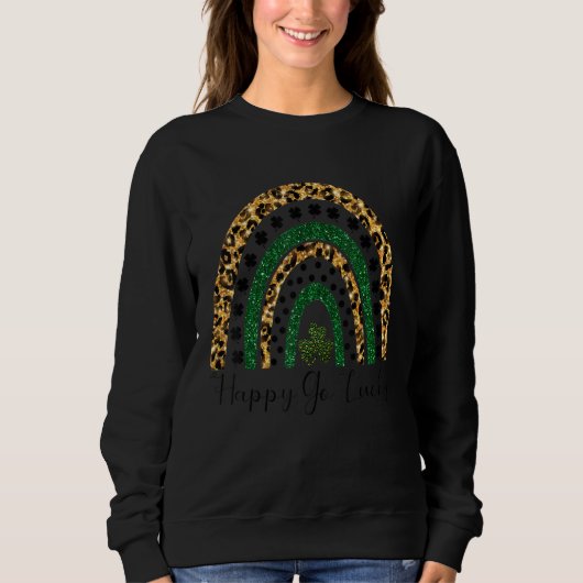 Sweatshirt Heureux Go Lucky St Patrick Jour Leopard Rainbow S (Devant)