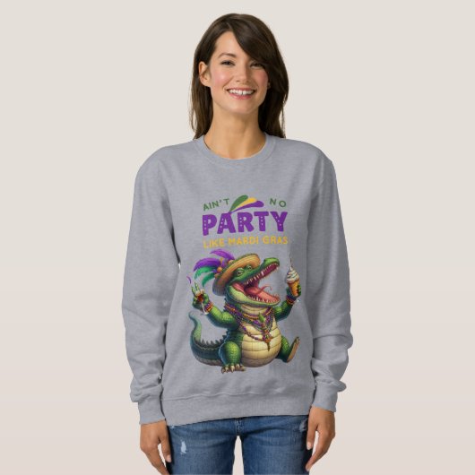 Sweatshirt Heureux Mardi Gras Alligator (Devant entier)