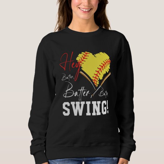 Sweatshirt Hey Batter Swing Baseball Player Coeur Maman Softb (Devant)