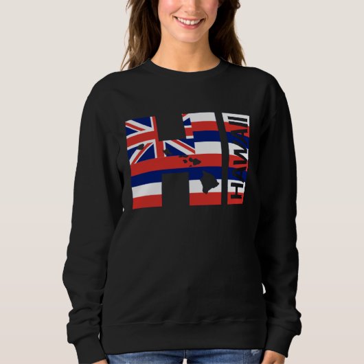 Sweatshirt HI Hawaii Islands Hawaiian Flag Beach (Devant)