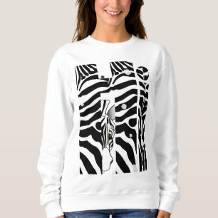 Sweatshirt "Hi" Zebra Black/White Stripes Abstrait tendance