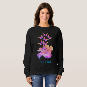 Sweatshirt Hibiscus Papillons colorés à fleurs Personnalisé