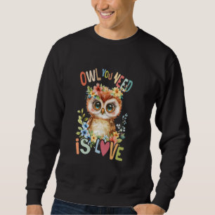 Sweatshirt hibou avec des fleurs chouettes chouettes oiseau v