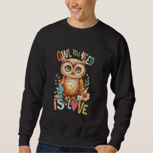 Sweatshirt hibou avec des fleurs mignons hiboux volant animal