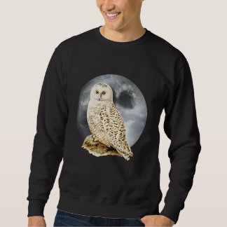 Sweatshirt Hibou blanc aux yeux fixés devant la lune
