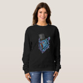 Sweatshirt Hibou sarcelle violet avec triangles Synthwave en  (Devant entier)