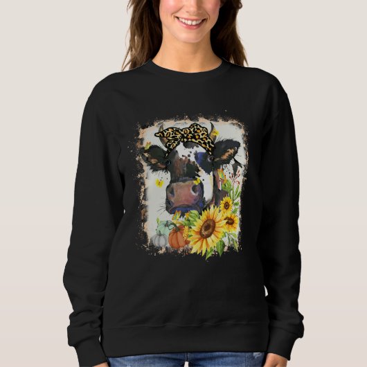Sweatshirt Highland Cow Pumpkins Fall Western Long Horn Heife (Devant)