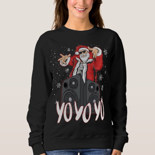 Sweatshirt Hip hop Père Noël Gangster Rap Noël Yo Yo Y (Devant)