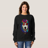 Sweatshirt Hippie Bull Terrier Tie Dye Peace Sign Psychedelic (Devant entier)