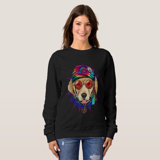 Sweatshirt Hippie Labrador Retriever Tie Dye Peace Sign Psych (Devant entier)