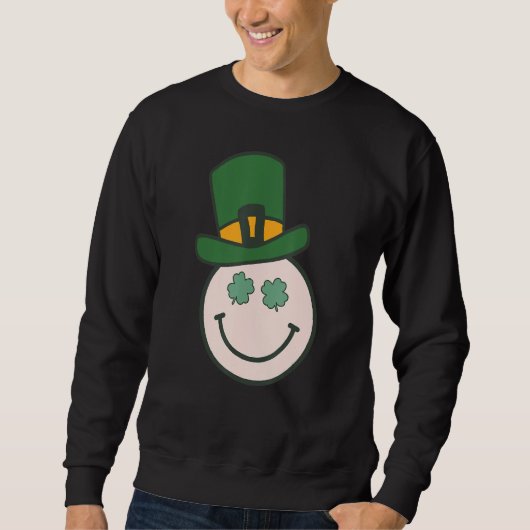 Sweatshirt Hippie Lucky Retro Groovy St Patricks Day Shamrock (Devant)