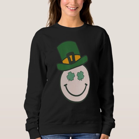 Sweatshirt Hippie Lucky Retro Groovy St Patricks Day Shamrock (Devant)