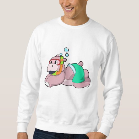 Sweatshirt Hippo à la plongée avec tuba (Devant)