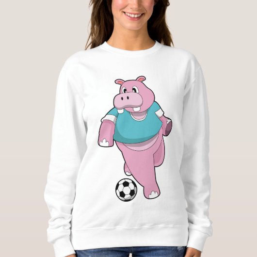 Sweatshirt Hippo as Soccer player with Soccer.PNG (Devant)
