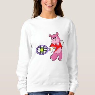Sweatshirt Hippo au tennis avec raquette de tennis