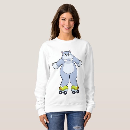 Sweatshirt Hippo avec patins à rouleaux (Devant entier)