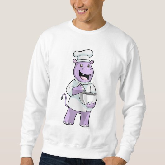 Sweatshirt Hippo comme chef avec bol (Devant)