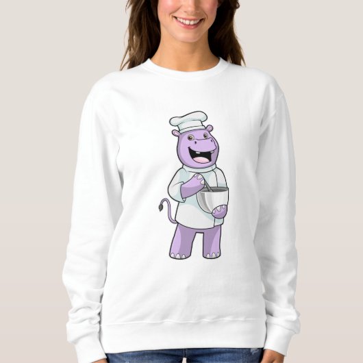 Sweatshirt Hippo comme chef avec bol (Devant)