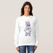 Sweatshirt Hippo comme chef avec bol (Devant entier)