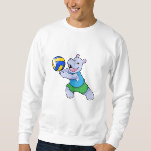 Sweatshirt Hippo comme joueur de volleyball avec volleyball