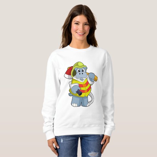 Sweatshirt Hippo comme pompier avec l'alcool (Devant entier)