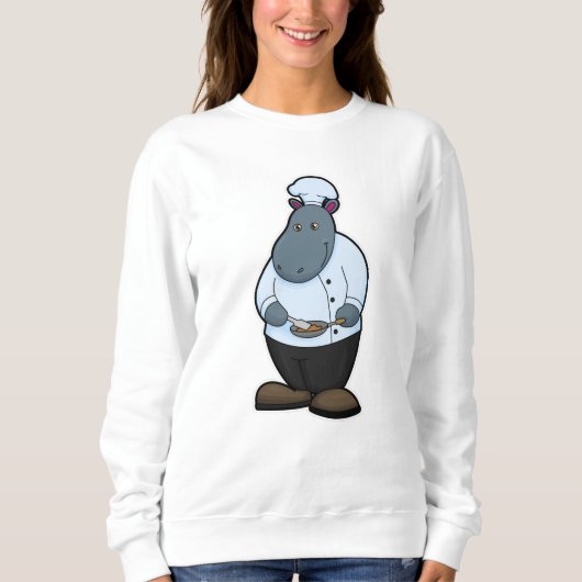 Sweatshirt Hippo cuisiner avec la Pan (Devant)