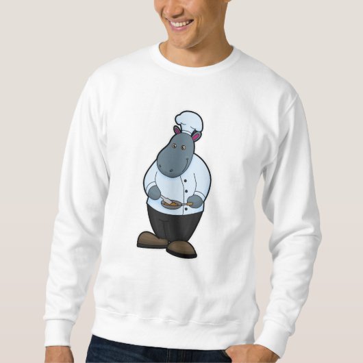 Sweatshirt Hippo cuisiner avec la Pan (Devant)