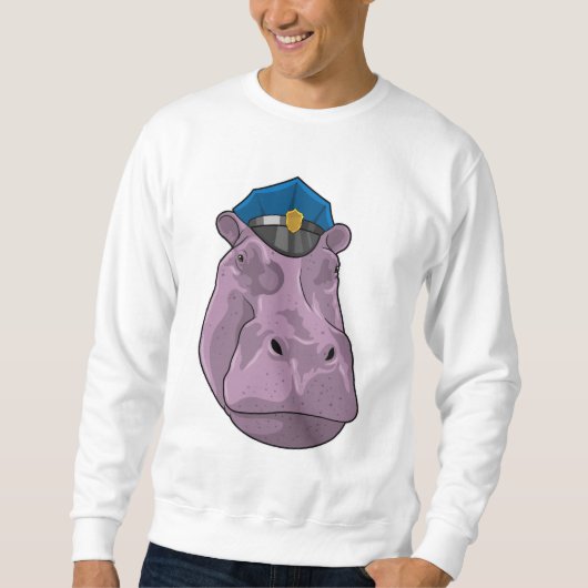 Sweatshirt Hippo en tant que policier (Devant)