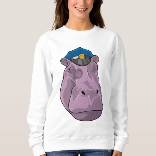 Sweatshirt Hippo en tant que policier (Devant)