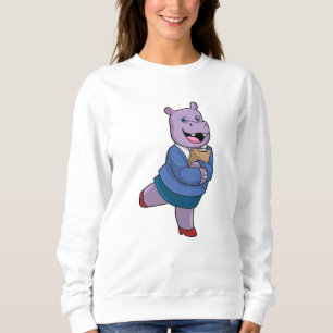 Sweatshirt Hippo en tant que secrétaire avec Bloc-notes