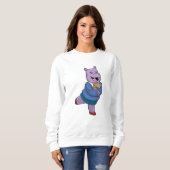 Sweatshirt Hippo en tant que secrétaire avec Bloc-notes (Devant entier)