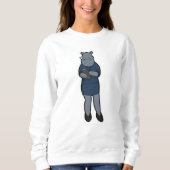 Sweatshirt Hippo en tant que secrétaire avec Bloc-notes et st (Devant)