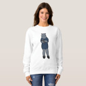 Sweatshirt Hippo en tant que secrétaire avec Bloc-notes et st (Devant entier)