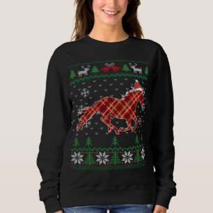 Sweatshirt Hippocampe Plaid Cheval Santa Hat Rancher Equestri