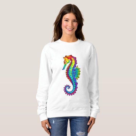 Sweatshirt Hippocampe polygonal arc-en-ciel (Devant entier)