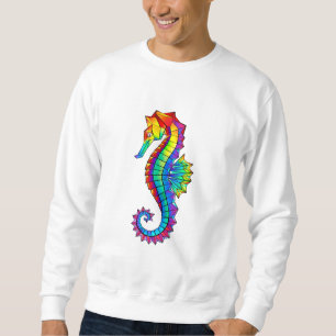 Sweatshirt Hippocampe polygonal arc-en-ciel