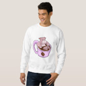 Sweatshirt Hippopotame avec une tasse de café (Devant entier)