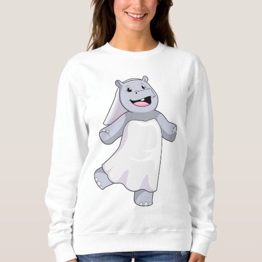 Sweatshirt Hippopotampe en mariée avec voile (Devant)