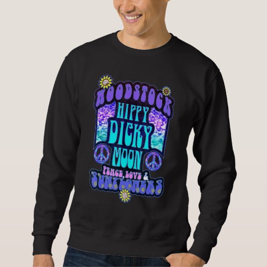 Sweatshirt Hippy Dicky Moon Love Peace & Sunflowers (Devant)