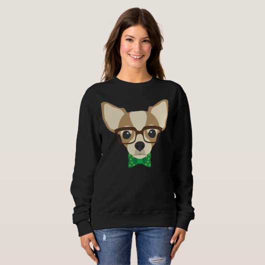 Sweatshirt Hipster Chihuahua (Devant entier)