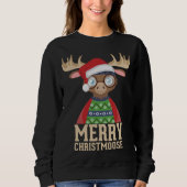 Sweatshirt Hipster Moose - Santa Hat - Joyeux Christmoose Chr (Devant)