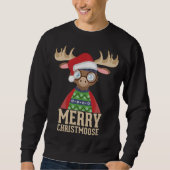 Sweatshirt Hipster Moose - Santa Hat - Joyeux Christmoose Chr (Devant)