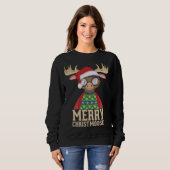 Sweatshirt Hipster Moose - Santa Hat - Joyeux Christmoose Chr (Devant entier)