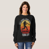 Sweatshirt Hit Hard Run Fast Turn Left Baseball Player Retro (Devant entier)
