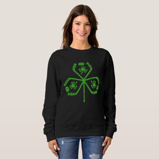 Sweatshirt Hockey Retro Shamrock Irish C St Patricks Day (Devant entier)