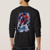 Sweatshirt Hockey Warrior Red White & Blue Ice Burst (Dos)