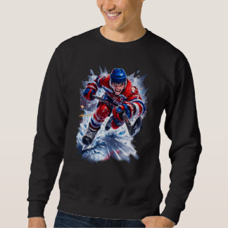 Sweatshirt Hockey Warrior Red White & Blue Ice Burst