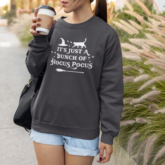 Sweatshirt Hocus Pocus Halloween Citation Femmes gris foncé