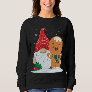 Sweatshirt Holiday Gnome with Candy Cane and Gingerbread Chri